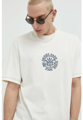 Dickies Памучна тениска в бежово с апликация - Pepit.bg