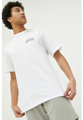 Dickies Памучна тениска в бяло с принт - Pepit.bg