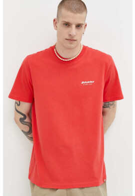 Dickies Памучна тениска в червено с принт - Pepit.bg