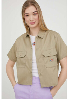 Dickies Риза дамска в зелено със свободна кройка с класическа яка - Pepit.bg
