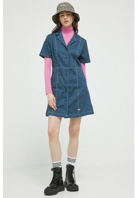Dickies Рокля в тъмносиньо къс модел разкроен модел - Pepit.bg