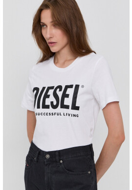 Diesel Памучна тениска в бяло - Pepit.bg