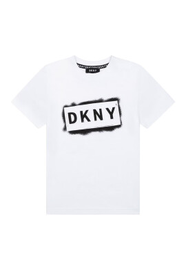 DKNY Детска памучна тениска в черно с десен - Pepit.bg