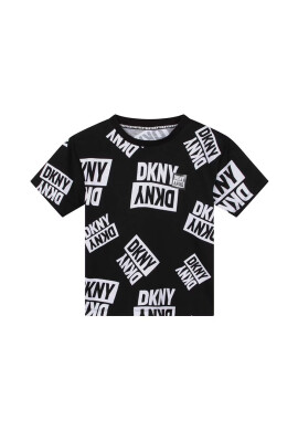 DKNY Детска памучна тениска в черно с десен - Pepit.bg
