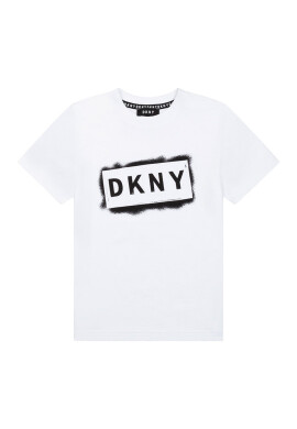 DKNY Детска памучна тениска в черно с десен - Pepit.bg