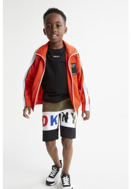 DKNY Детска памучна тениска в бяло с принт - Pepit.bg