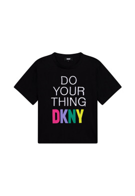 DKNY Детска памучна тениска в черно - Pepit.bg