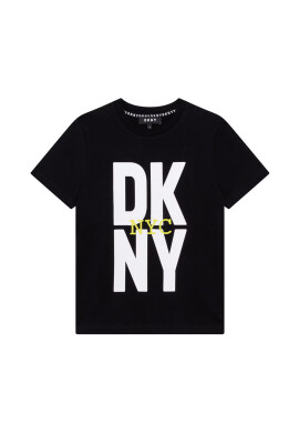 DKNY Детска памучна тениска в черно с принт - Pepit.bg