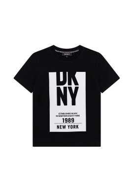 DKNY Детска памучна тениска в черно с принт - Pepit.bg