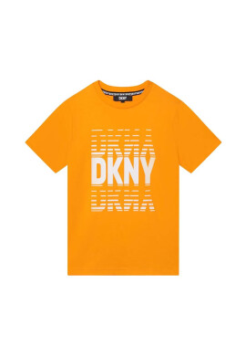 DKNY Детска памучна тениска в оранжево с принт - Pepit.bg