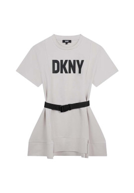 DKNY Детска рокля в бяло къс модел с уголемена кройка - Pepit.bg
