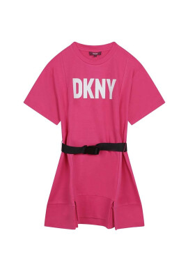 DKNY Детска рокля в розово къс модел с уголемена кройка - Pepit.bg