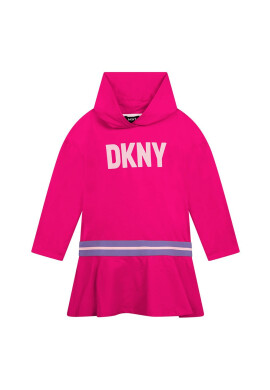 DKNY Детска рокля в розово къс модел разкроен модел - Pepit.bg