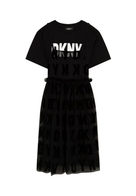 DKNY Детска рокля в черно къс модел разкроен модел - Pepit.bg