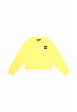 DKNY Детски памучен суичър в жълто с апликация - Pepit.bg