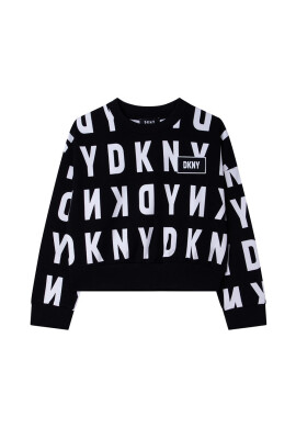 DKNY Детски суичър в черно с качулка с апликация - Pepit.bg