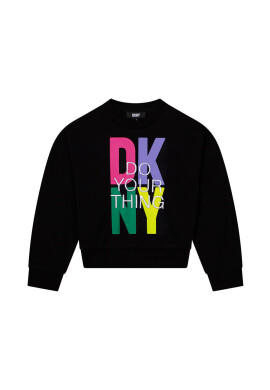 DKNY Детски суичър в тъмносиньо с качулка с принт - Pepit.bg