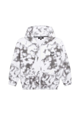DKNY Детски суичър в сиво с качулка с десен - Pepit.bg