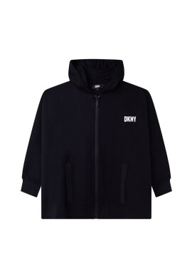 DKNY Детски суичър в черно с качулка с принт - Pepit.bg