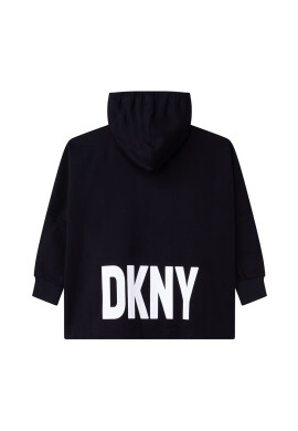 DKNY Детски суичър в черно с качулка с принт - Pepit.bg