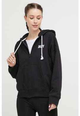 DKNY Домашен суичър в черно с качулка с принт - Pepit.bg