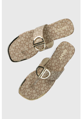 DKNY Джапанки дамско в бежово с равна подметка - Pepit.bg
