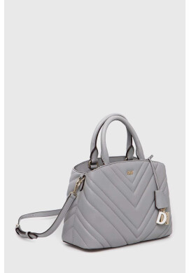 DKNY Кожена чанта в сиво - Pepit.bg