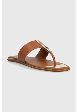 DKNY Кожени джапанки DEJA в кафяво с равна подметка K4259021 - Pepit.bg