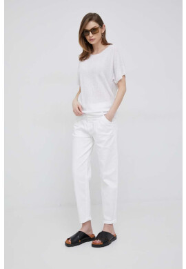 DKNY Ленен пуловер в бяло от лека материя - Pepit.bg