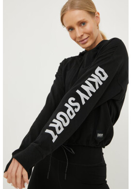 DKNY Памучен суичър в черно с принт - Pepit.bg