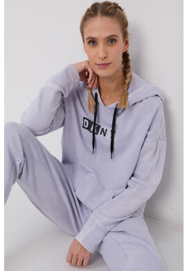 DKNY Памучен суичър дамски в розово с изчистен дизайн - Pepit.bg
