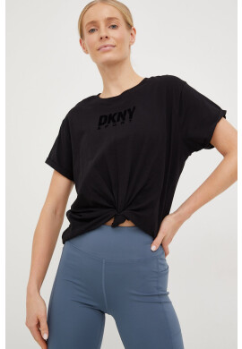 DKNY Памучна тениска в черно - Pepit.bg