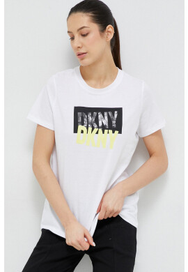 DKNY Памучна тениска в бяло - Pepit.bg