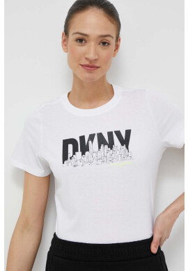 DKNY Памучна тениска в бяло - Pepit.bg