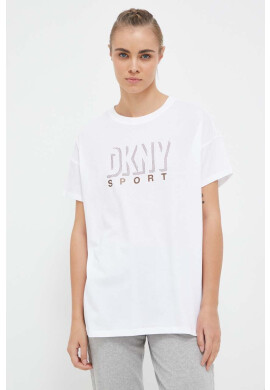 DKNY Памучна тениска в бяло - Pepit.bg
