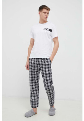 DKNY Памучно долнище на пижама в черно с десен - Pepit.bg