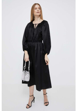 DKNY Рокля с коприна в черно среднодълъг модел разкроен модел - Pepit.bg