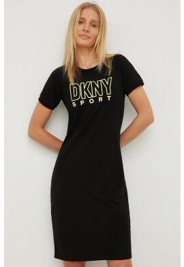 DKNY Рокля в тъмносиньо среднодълъг модел разкроен модел - Pepit.bg