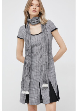DKNY Шал с лен в сиво меланж на - Pepit.bg
