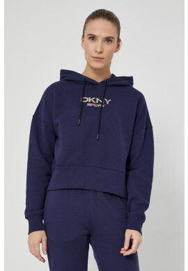 DKNY Суичър дамски в тъмносиньо с принт - Pepit.bg