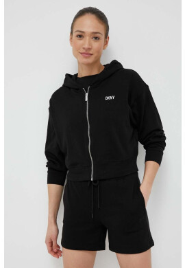 DKNY Суичър в черно с качулка с изчистен дизайн - Pepit.bg