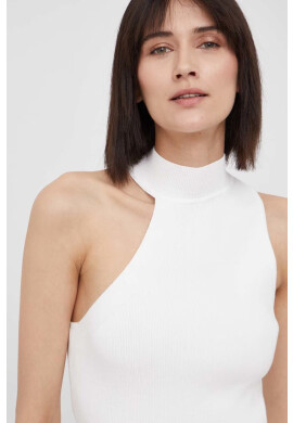 DKNY Топ дамски в бежово с ниско поло - Pepit.bg