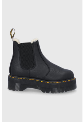 Dr. Martens Кожени боти челси 2976 Quad Fl дамски в черно с платформа с изолация - Pepit.bg