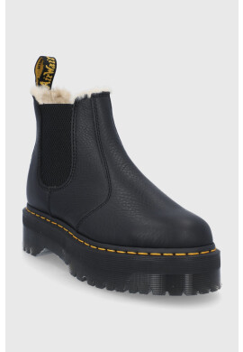 Dr. Martens Кожени боти челси 2976 Quad Fl дамски в черно с платформа с изолация - Pepit.bg