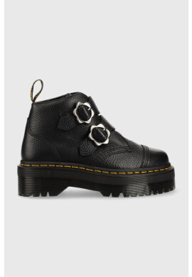 Dr. Martens Кожени боти Devon Flwr в черно с платформа - Pepit.bg