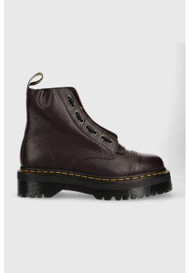 Dr. Martens Кожени кубинки Sinclair в бордо с равна подметка - Pepit.bg