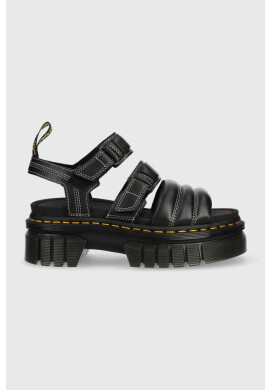 Dr. Martens Кожени сандали Ricki 3-strap в черно с платформа - Pepit.bg