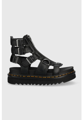 Dr. Martens Кожени сандали в черно с платформа - Pepit.bg