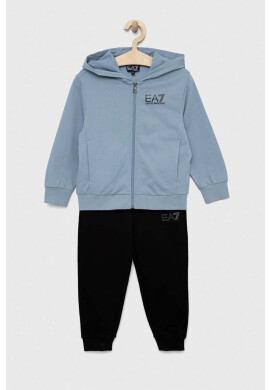 EA7 Emporio Armani Детски памучен анцуг в синьо - Pepit.bg