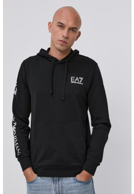 EA7 Emporio Armani Суичър в тъмносиньо с качулка с принт - Pepit.bg